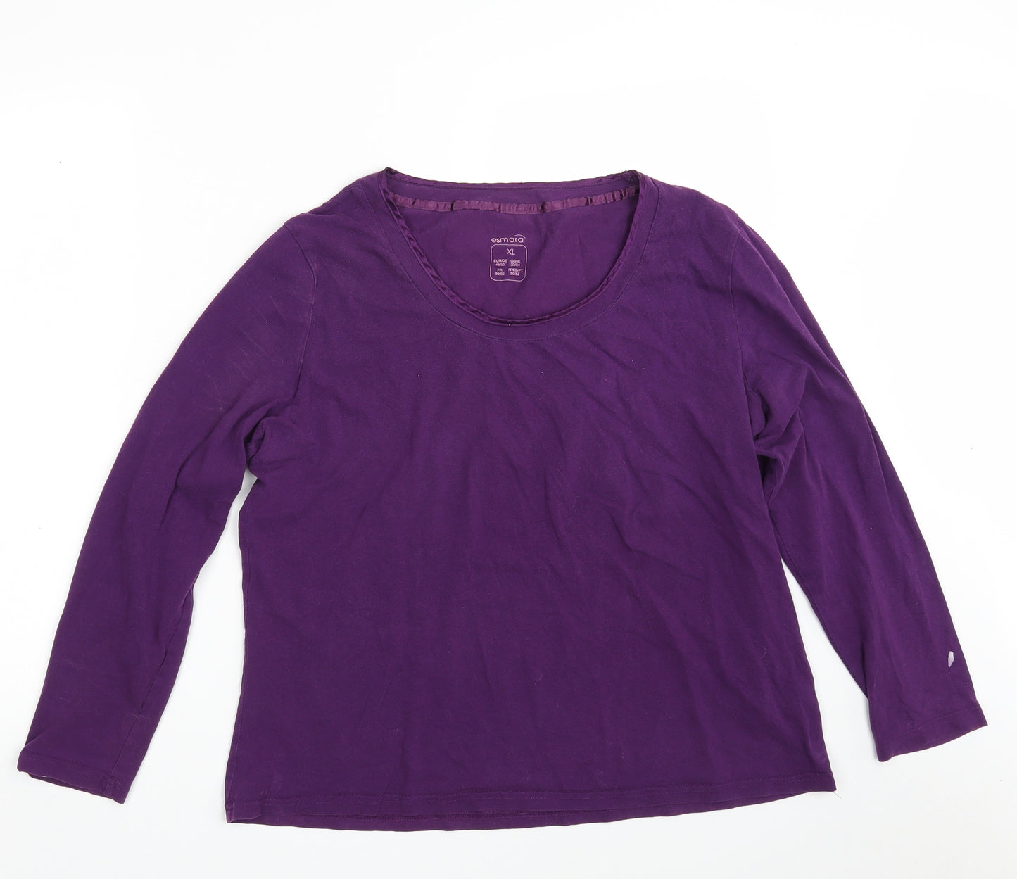ESMARA Womens Purple  Cotton Basic T-Shirt Size XL Scoop Neck