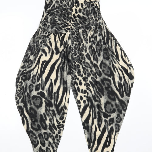 Preworn Womens Black Animal Print Viscose Carrot Trousers Size 26 in L23 in Regular