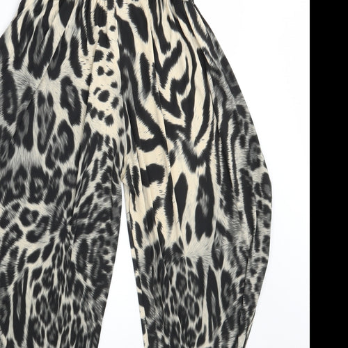 Preworn Womens Black Animal Print Viscose Carrot Trousers Size 26 in L23 in Regular