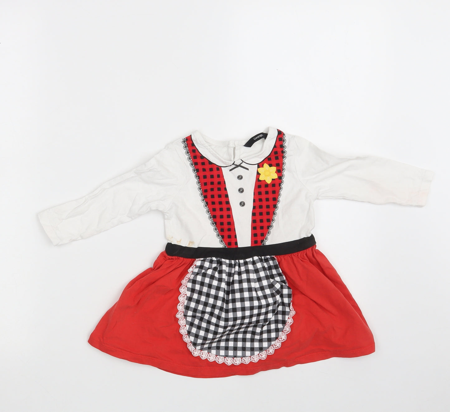 George Girls Multicoloured Striped 100% Cotton T-Shirt Dress  Size 12-18 Months  Round Neck Button