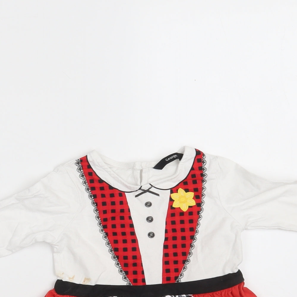 George Girls Multicoloured Striped 100% Cotton T-Shirt Dress  Size 12-18 Months  Round Neck Button