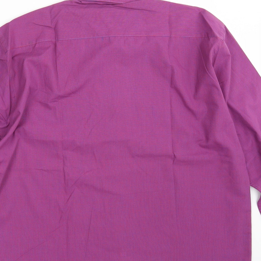 Yves Saint Laurent Mens Purple  Polyester  Button-Up Size 16 Collared Button