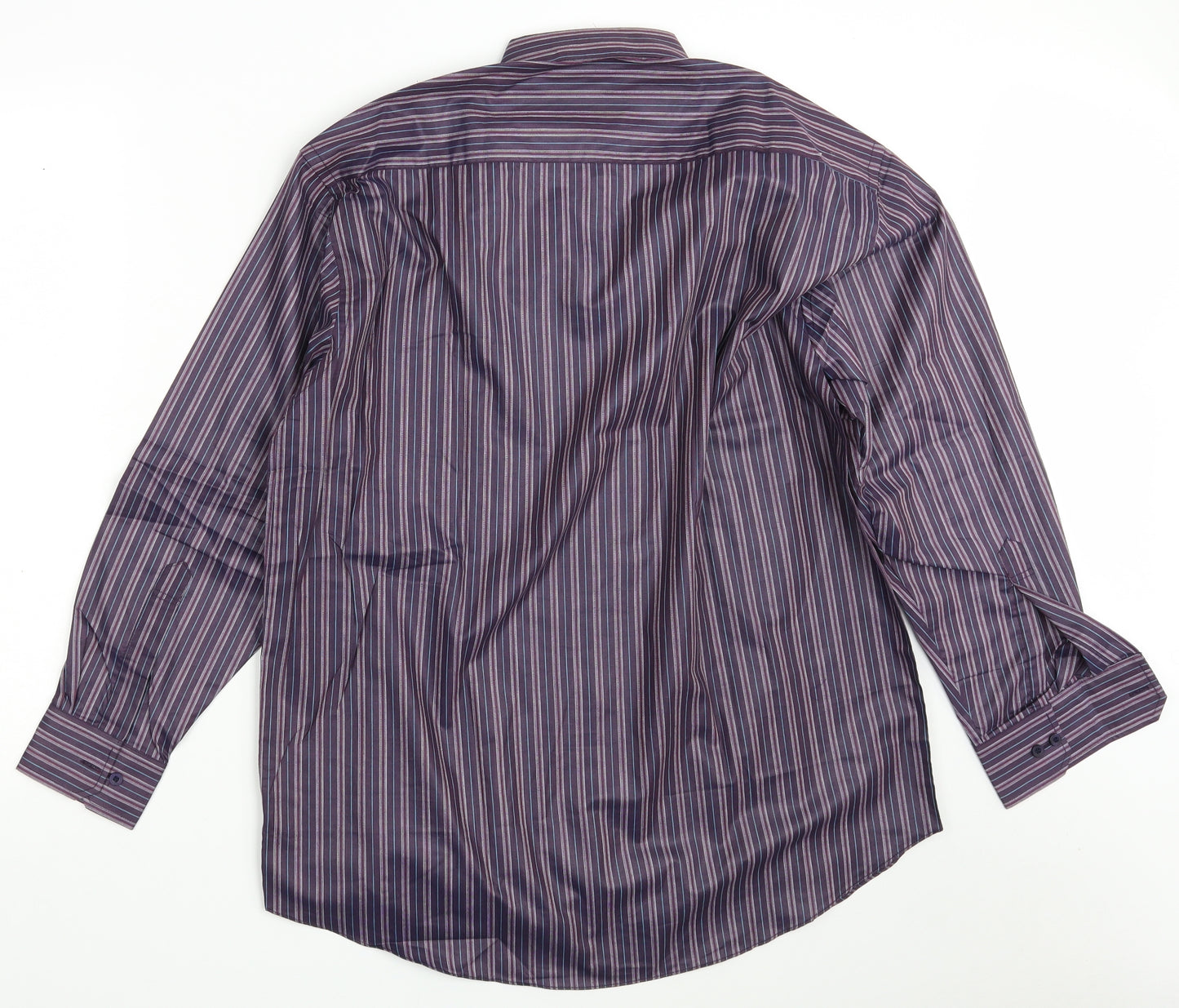 GQ International Mens Multicoloured Striped Polyester  Button-Up Size XL Collared Button