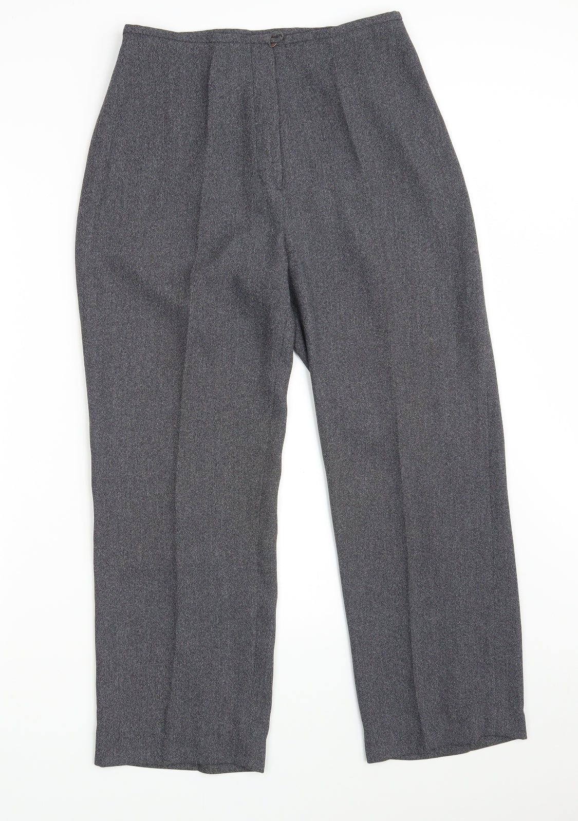 Preworn Womens Grey  Polyester Cropped Trousers Size 10 L25 in Regular Zip