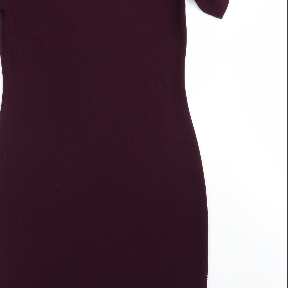 Dorothy Perkins Womens Purple  Polyester Fit & Flare  Size 14  Boat Neck