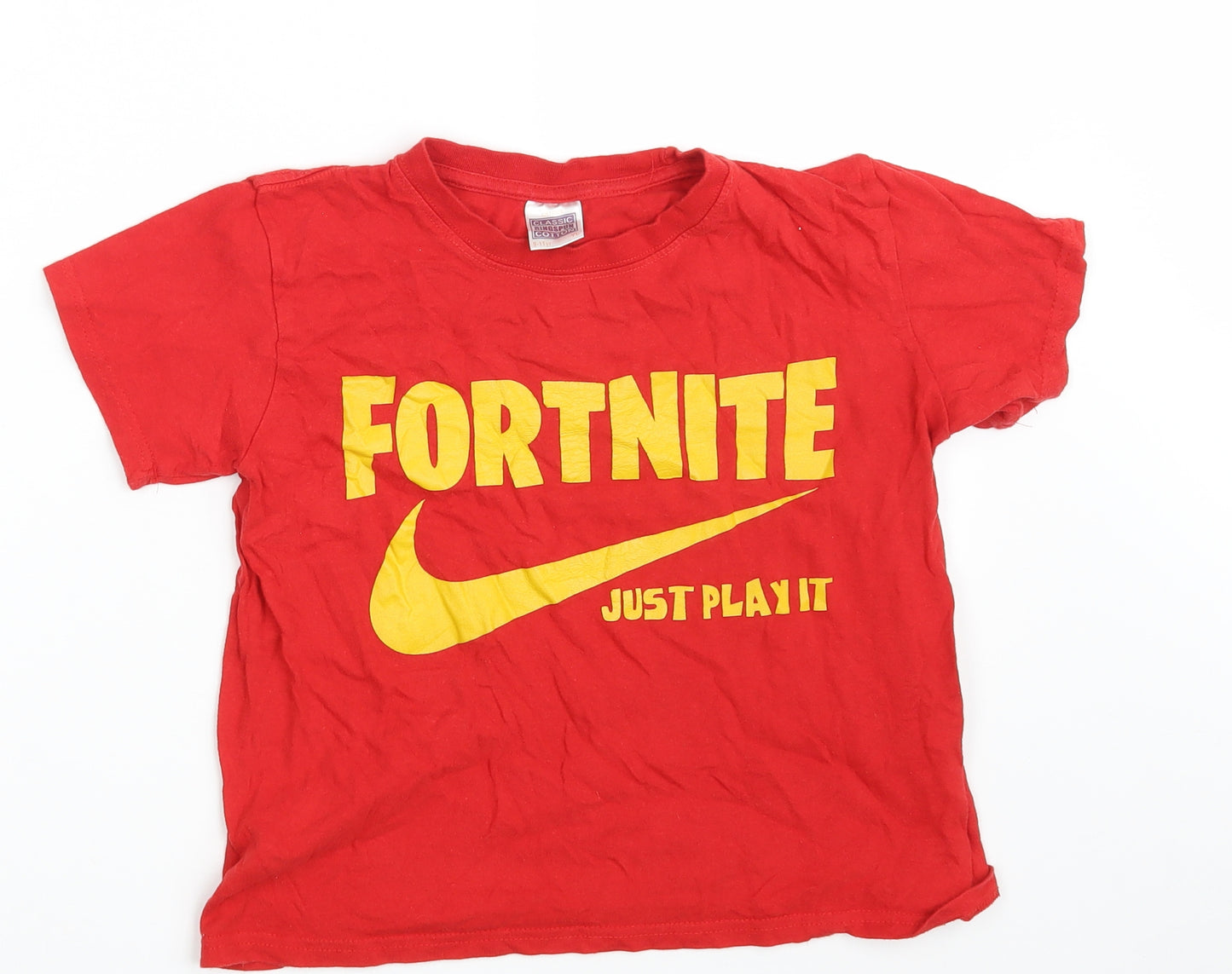 Nike Girls Red  100% Cotton Basic T-Shirt Size 9-10 Years Round Neck