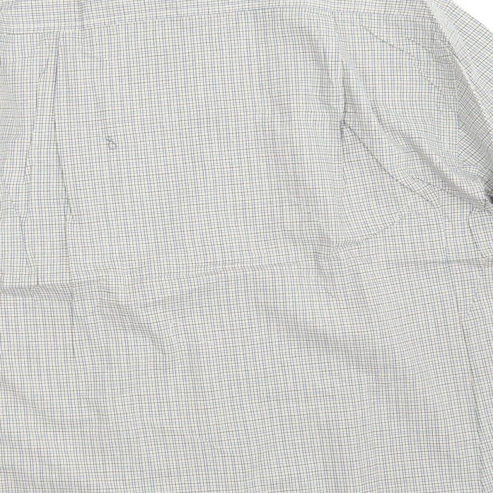 Calvin Klein Mens Beige Check Cotton  Button-Up Size 16 Collared Button