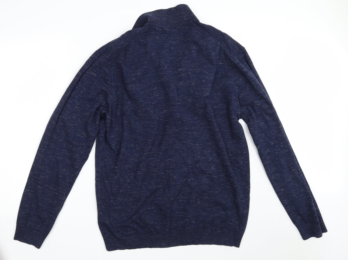 M&S Mens Blue Collared  Cotton Pullover Jumper Size XL