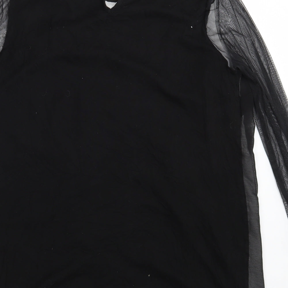 F&F Womens Black Floral Polyester Shift  Size 18  Boat Neck