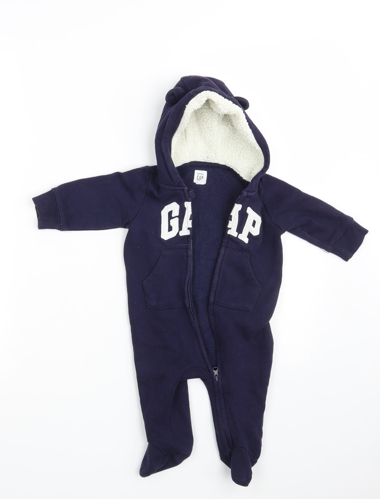 Gap Baby Blue Solid Cotton Babydoll Bodysuit Size 3-6 Months  Zip - Inside Leg 10 Inches