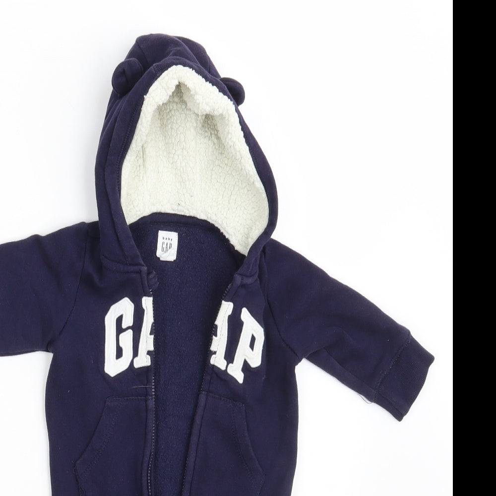 Gap Baby Blue Solid Cotton Babydoll Bodysuit Size 3-6 Months  Zip - Inside Leg 10 Inches