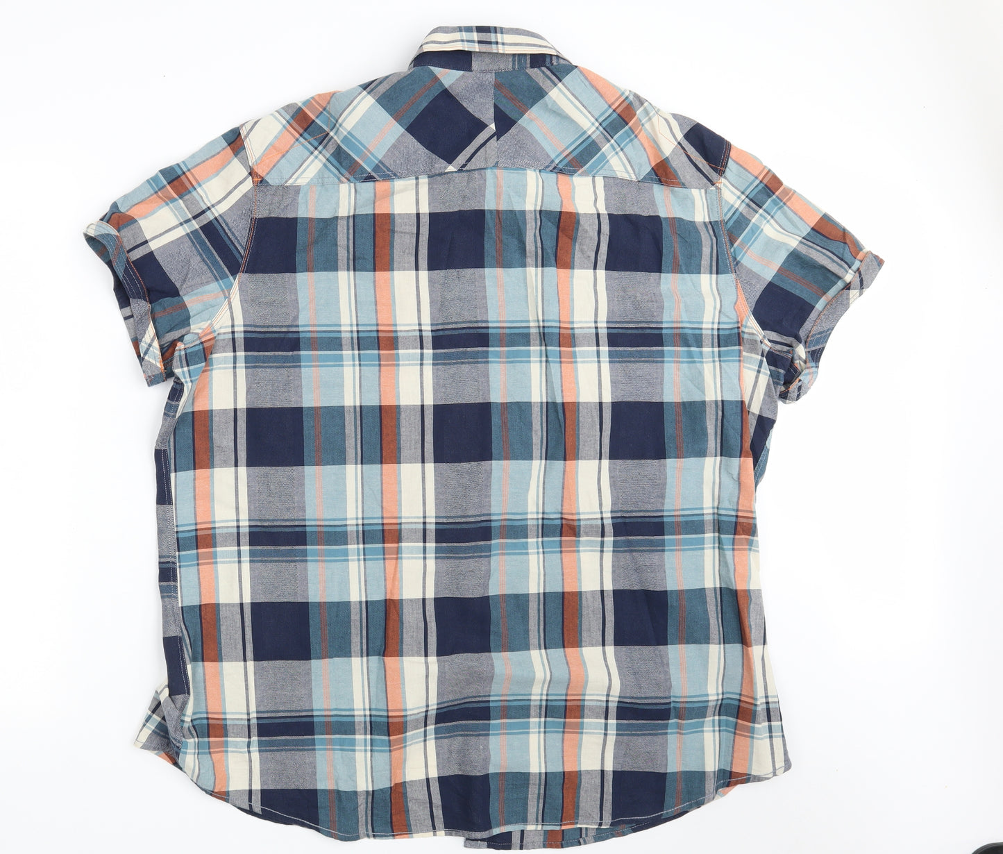 NEXT Mens Multicoloured Plaid Cotton  Button-Up Size 3XL Collared Button - Laundered Shirt