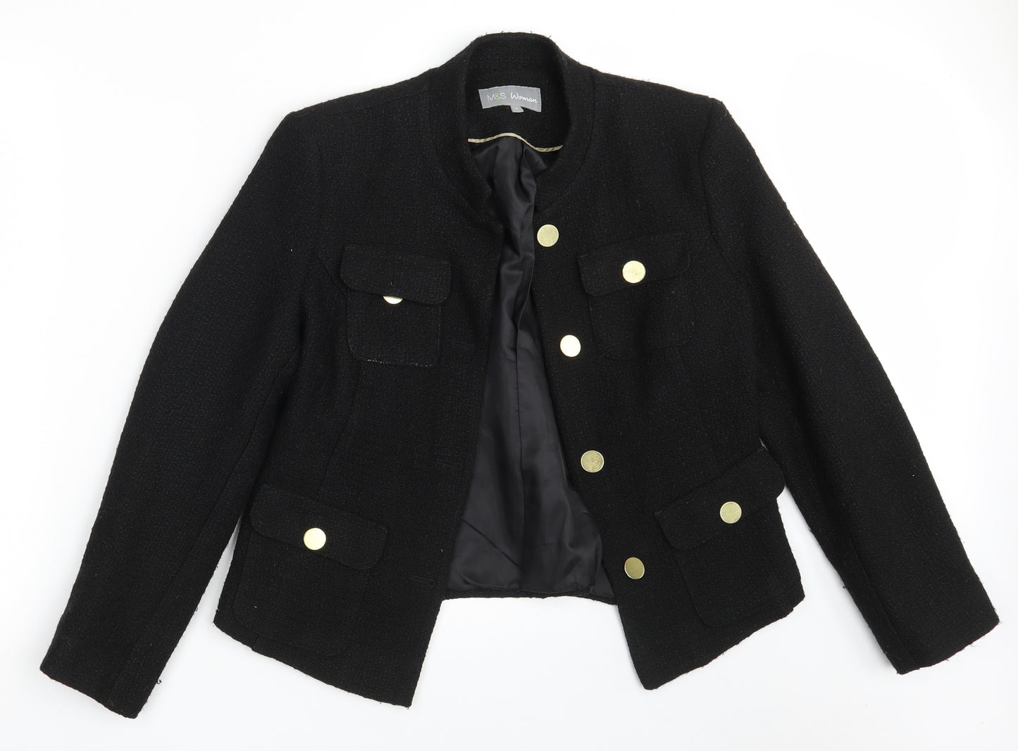 M&S Womens Black   Jacket Blazer Size 14  Button