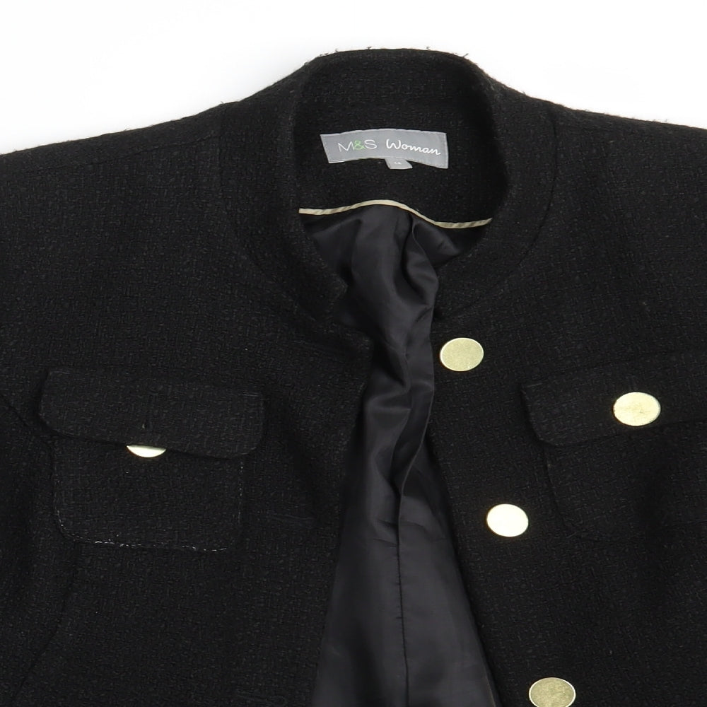 M&S Womens Black   Jacket Blazer Size 14  Button