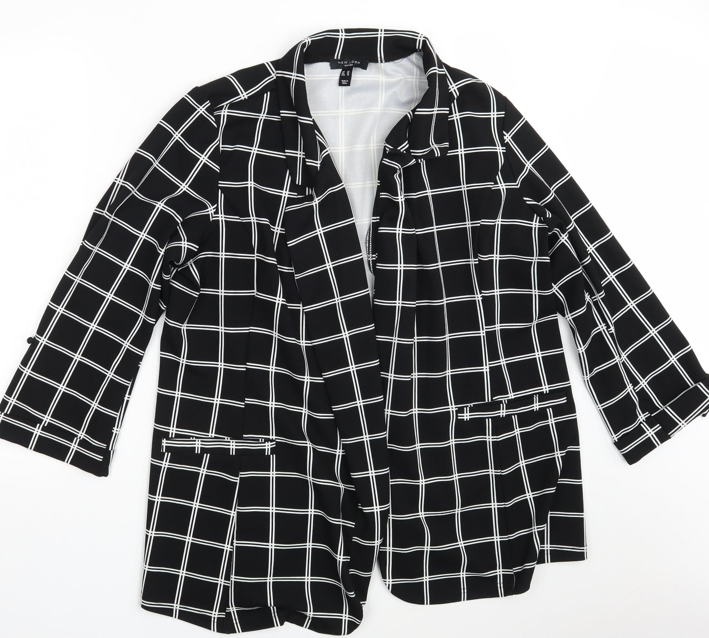 New Look Womens Black Check  Jacket Blazer Size 22