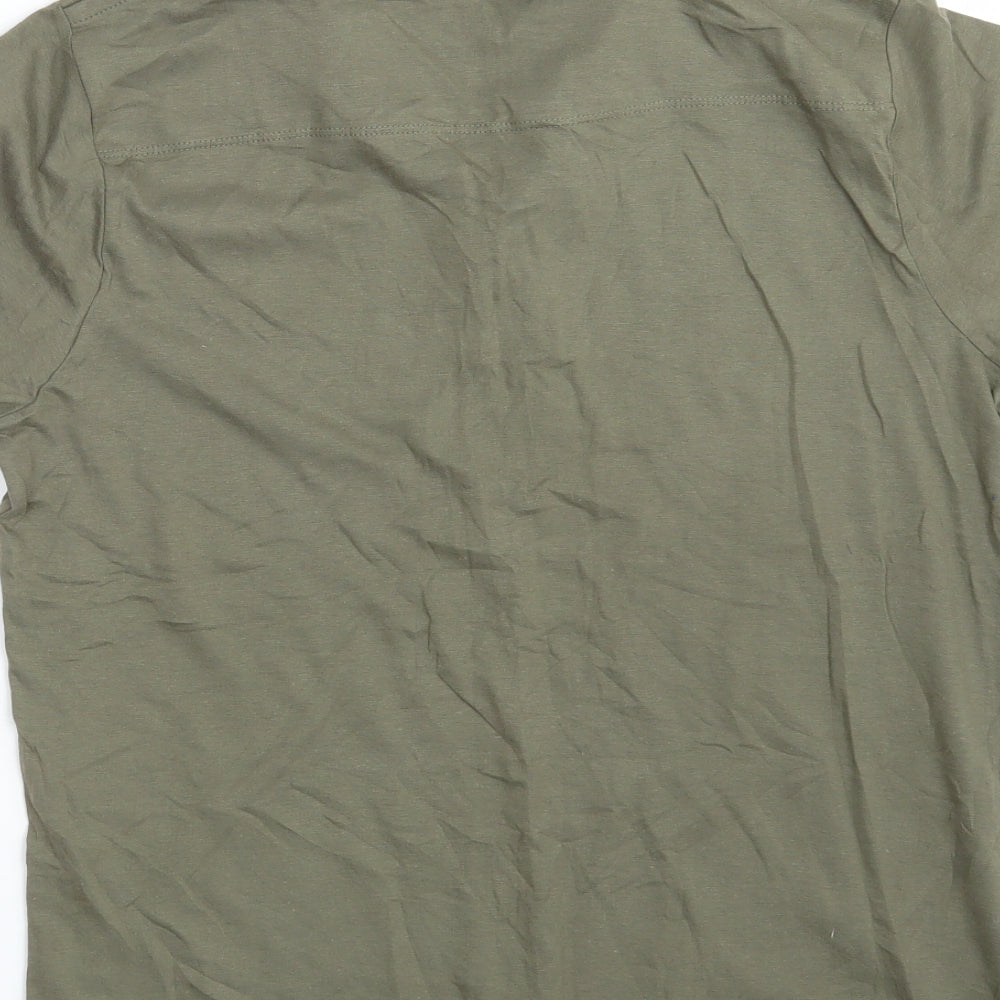 French Connection Mens Green  100% Cotton  Polo Size L Collared Button