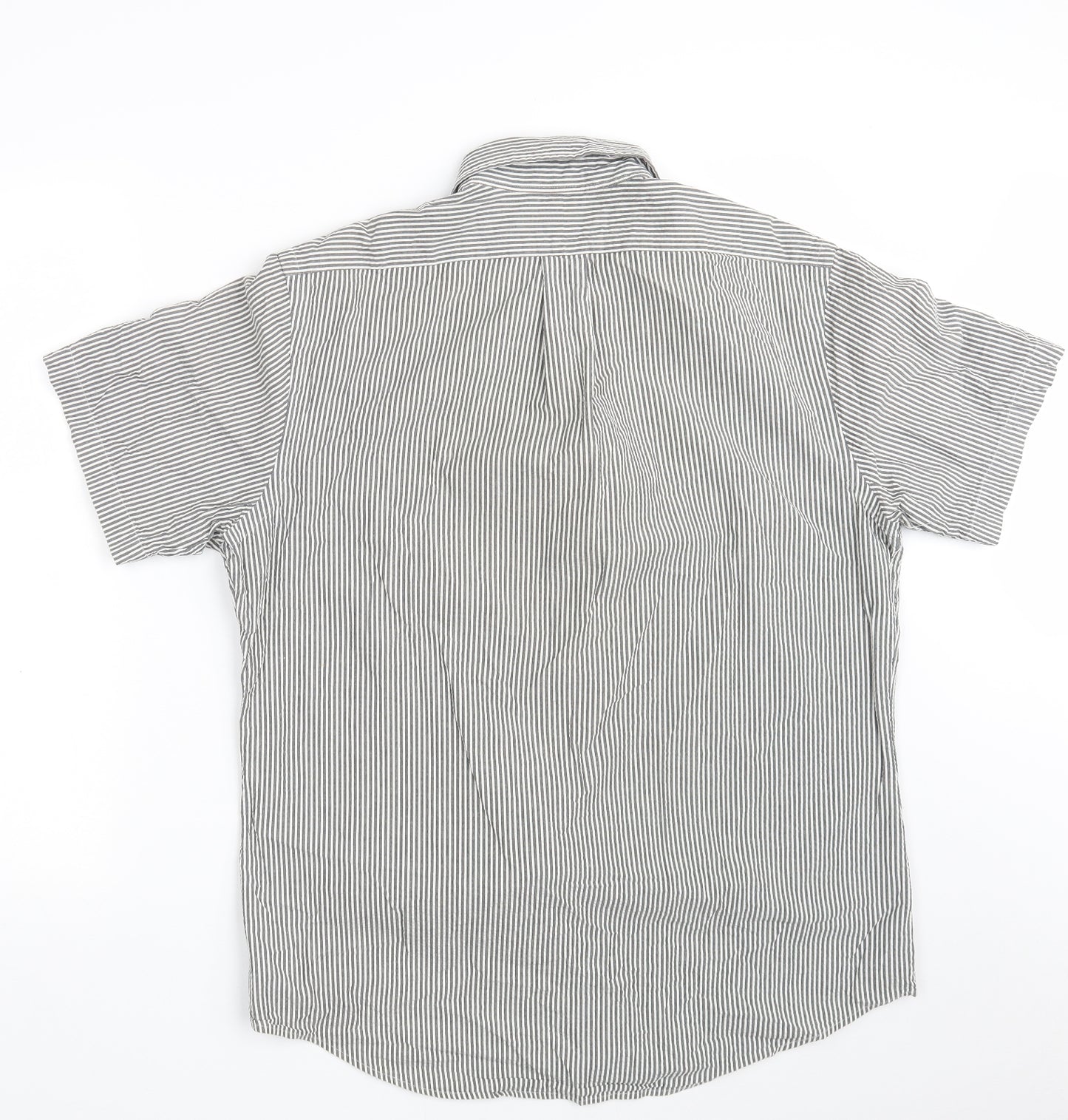Polo Ralph Lauren` Mens Green Striped Cotton  Button-Up Size L Collared Button - Custom Fit