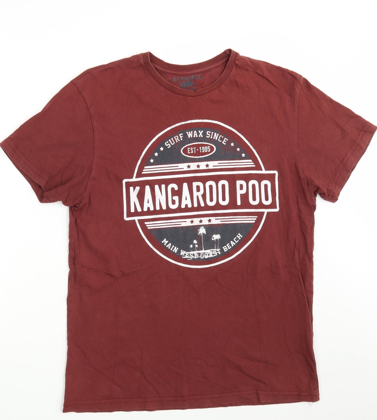 Kangaroo Poo Mens Brown  Cotton  T-Shirt Size L Round Neck