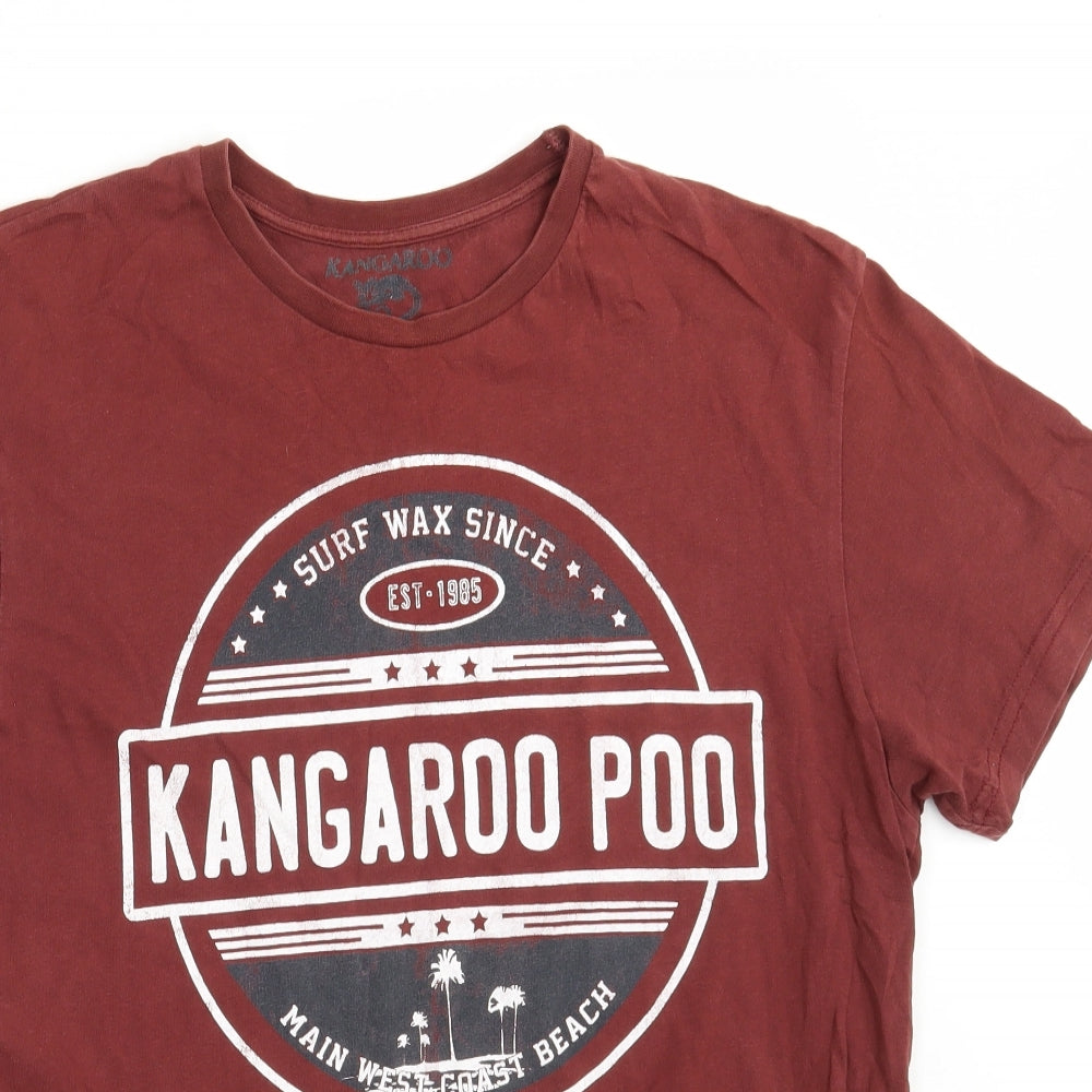 Kangaroo Poo Mens Brown  Cotton  T-Shirt Size L Round Neck