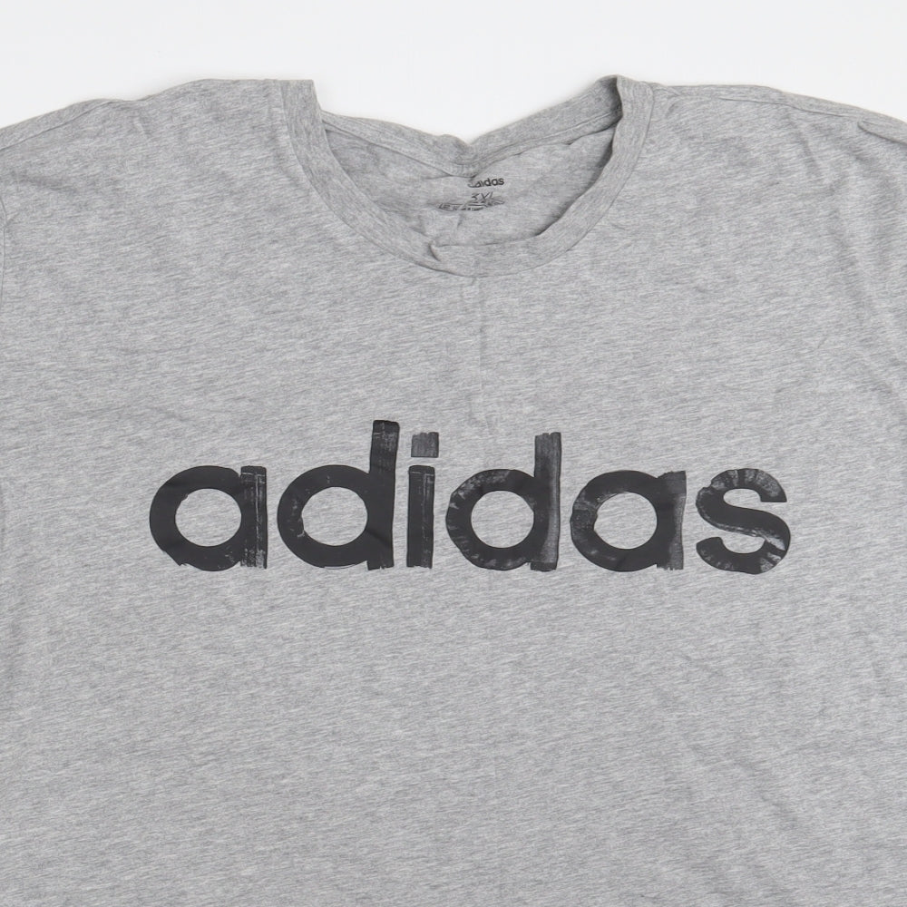 adidas Mens Grey  Cotton  T-Shirt Size 3XL Round Neck