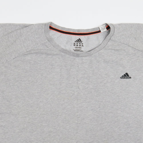 adidas Mens Grey  Cotton  T-Shirt Size 3XL Round Neck