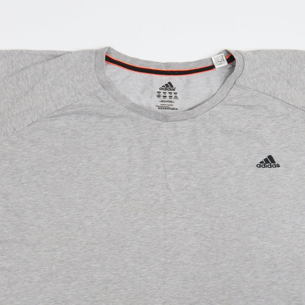 adidas Mens Grey  Cotton  T-Shirt Size 3XL Round Neck
