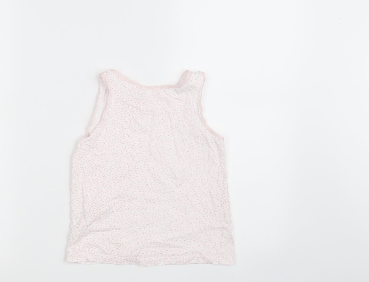 Primark Girls Pink Polka Dot 100% Cotton Cropped Tank Size 7-8 Years Round Neck