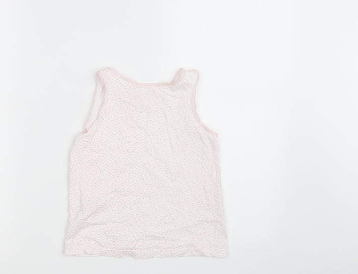 Primark Girls Pink Polka Dot 100% Cotton Cropped Tank Size 7-8 Years Round Neck
