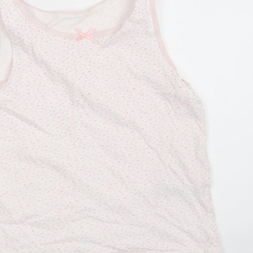 Primark Girls Pink Polka Dot 100% Cotton Cropped Tank Size 7-8 Years Round Neck