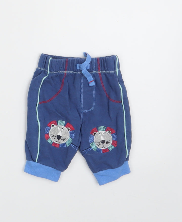 George Baby Blue 100% Cotton Jogger Leggings Size 0-3 Months - Waist 14in; Inside leg 5in