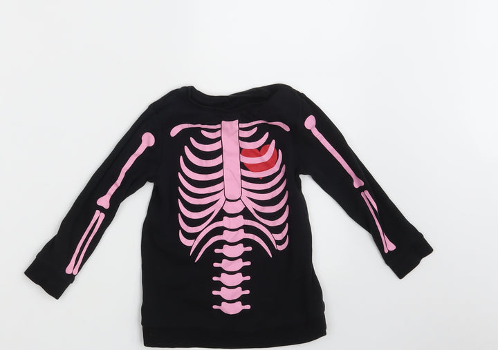 George Girls Black  100% Cotton Pullover Sweatshirt Size 2-3 Years