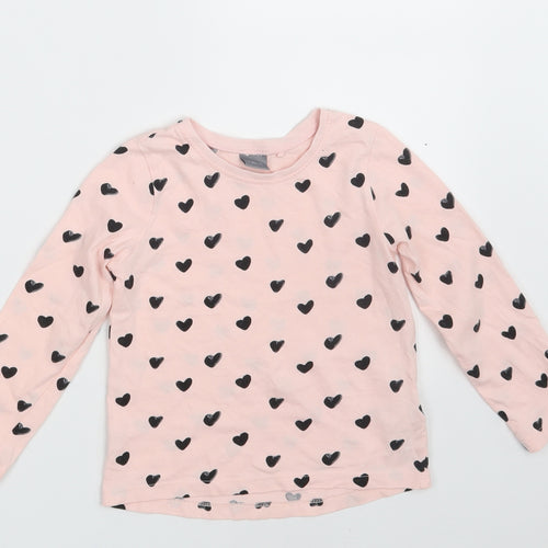 NEXT Girls Pink Polka Dot 100% Cotton Pullover T-Shirt Size 2-3 Years Round Neck