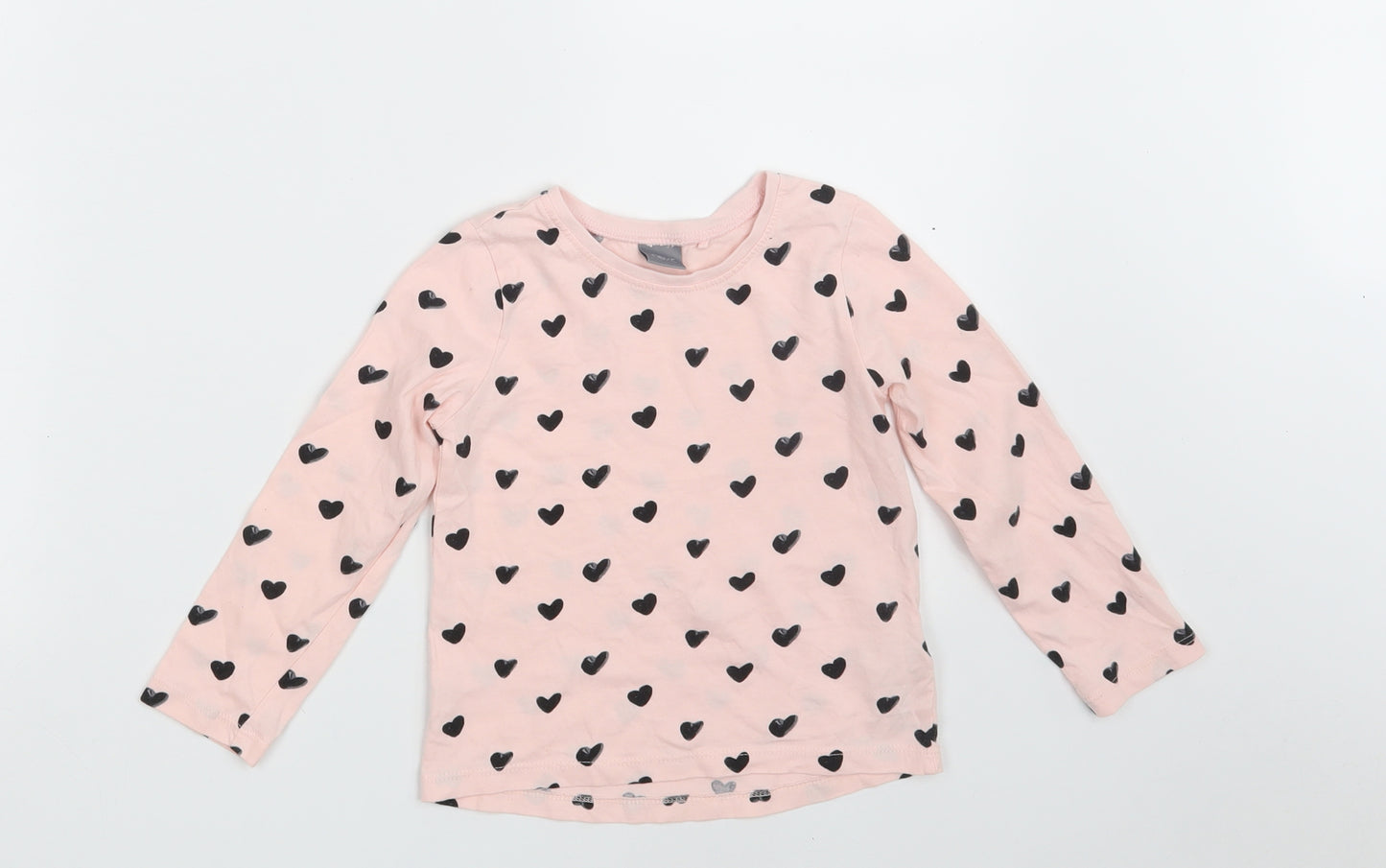 NEXT Girls Pink Polka Dot 100% Cotton Pullover T-Shirt Size 2-3 Years Round Neck