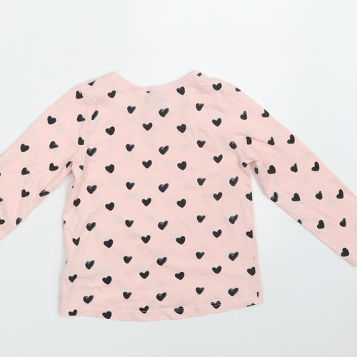 NEXT Girls Pink Polka Dot 100% Cotton Pullover T-Shirt Size 2-3 Years Round Neck