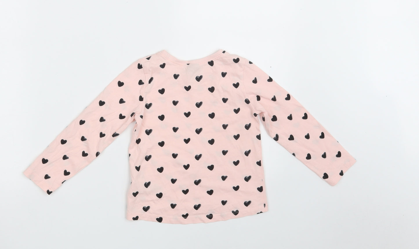 NEXT Girls Pink Polka Dot 100% Cotton Pullover T-Shirt Size 2-3 Years Round Neck