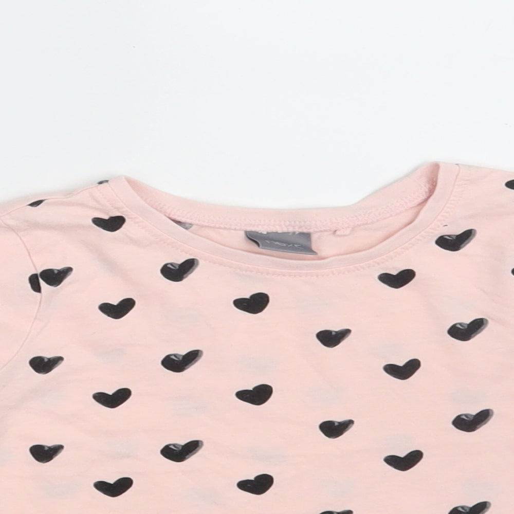 NEXT Girls Pink Polka Dot 100% Cotton Pullover T-Shirt Size 2-3 Years Round Neck