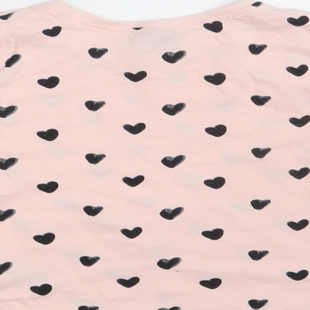 NEXT Girls Pink Polka Dot 100% Cotton Pullover T-Shirt Size 2-3 Years Round Neck