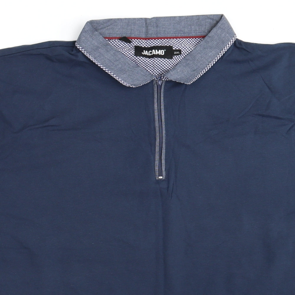 Jacamo Mens Blue  100% Cotton  Polo Size 2XL Collared Zip