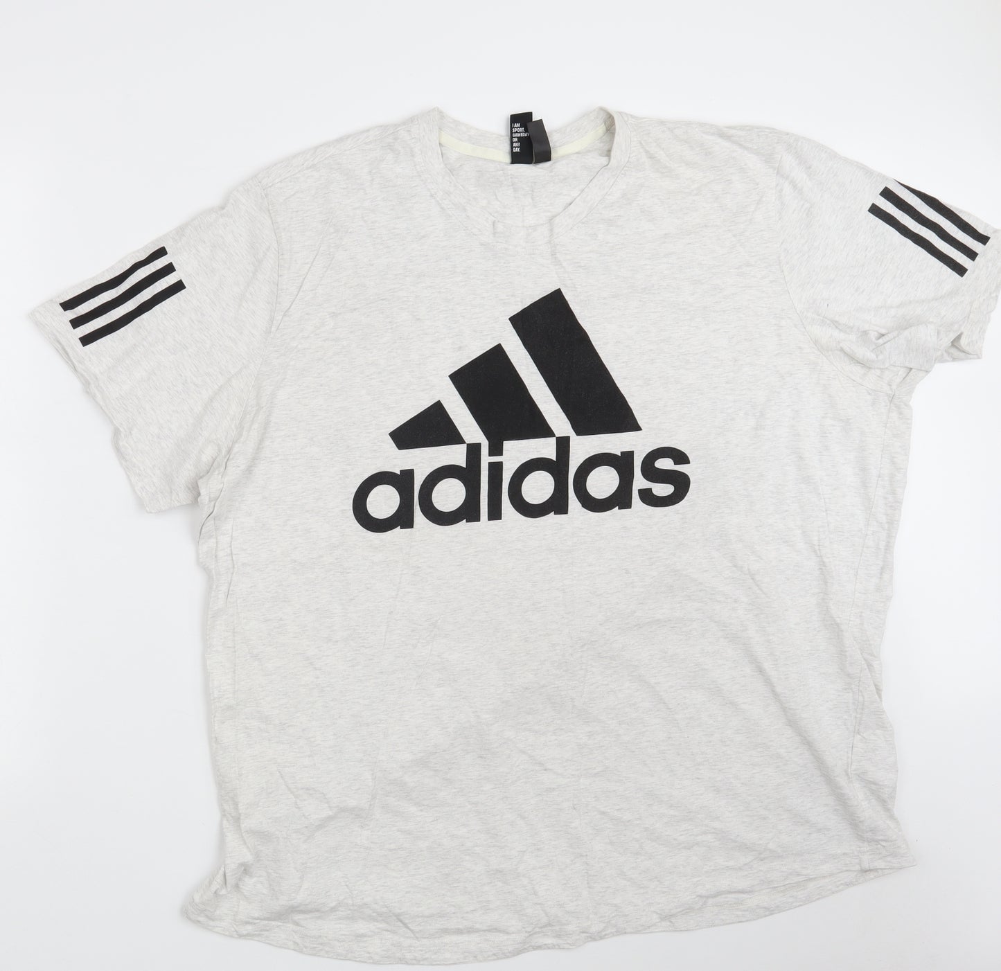 adidas Mens Grey  Cotton  T-Shirt Size 3XL Round Neck