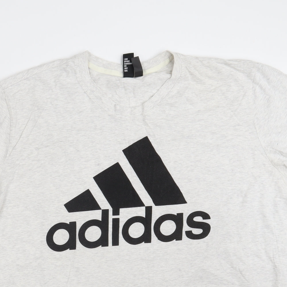 adidas Mens Grey  Cotton  T-Shirt Size 3XL Round Neck