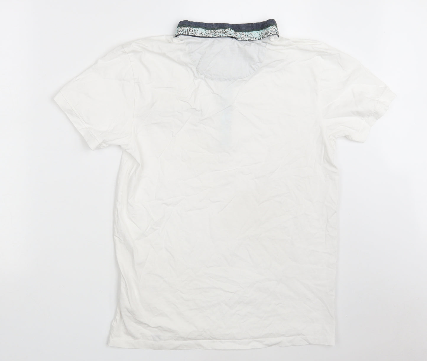 Joe Browns Mens White  100% Cotton  Polo Size M Collared Button