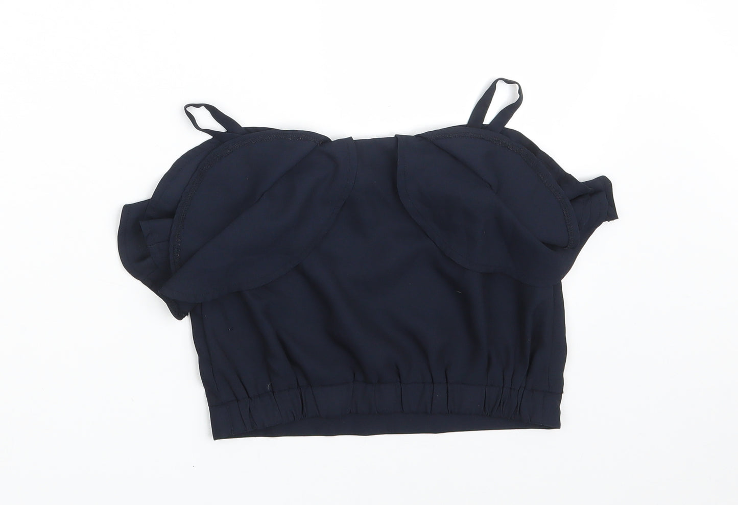 River Island Girls Blue  100% Polyester Cropped Blouse Size 9 Years Square Neck