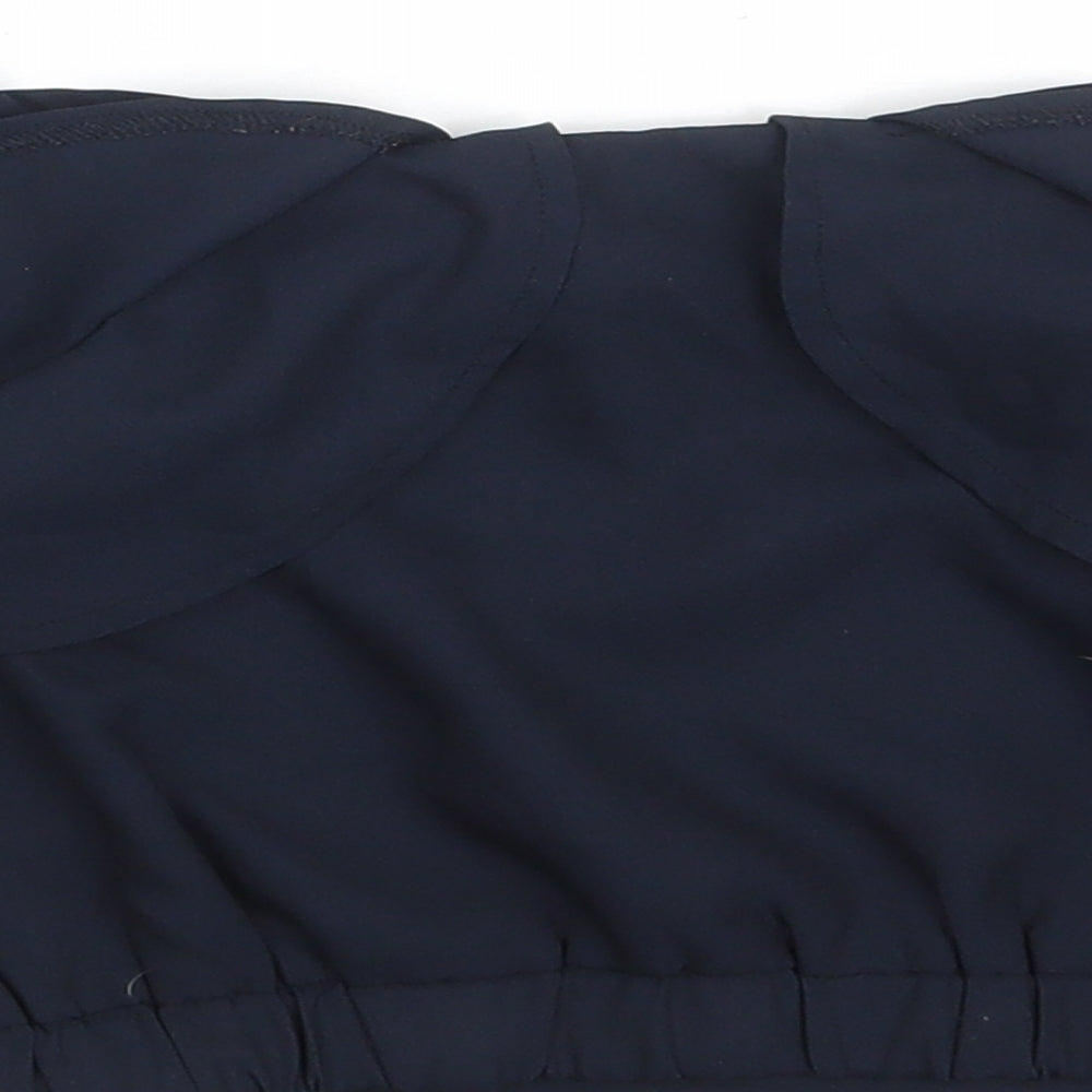 River Island Girls Blue  100% Polyester Cropped Blouse Size 9 Years Square Neck