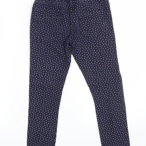 M&S Girls Blue Polka Dot Cotton Jegging Trousers Size 8-9 Years L20 in Slim