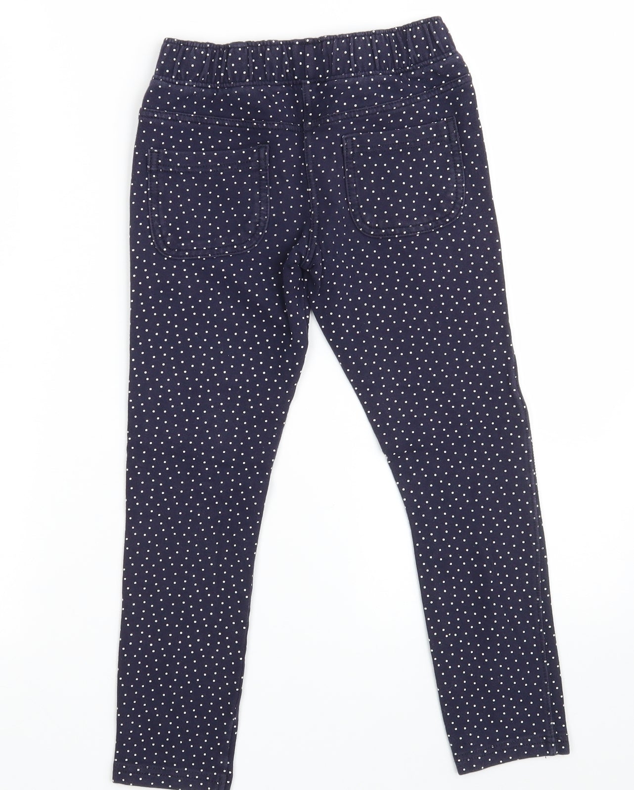 M&S Girls Blue Polka Dot Cotton Jegging Trousers Size 8-9 Years L20 in Slim