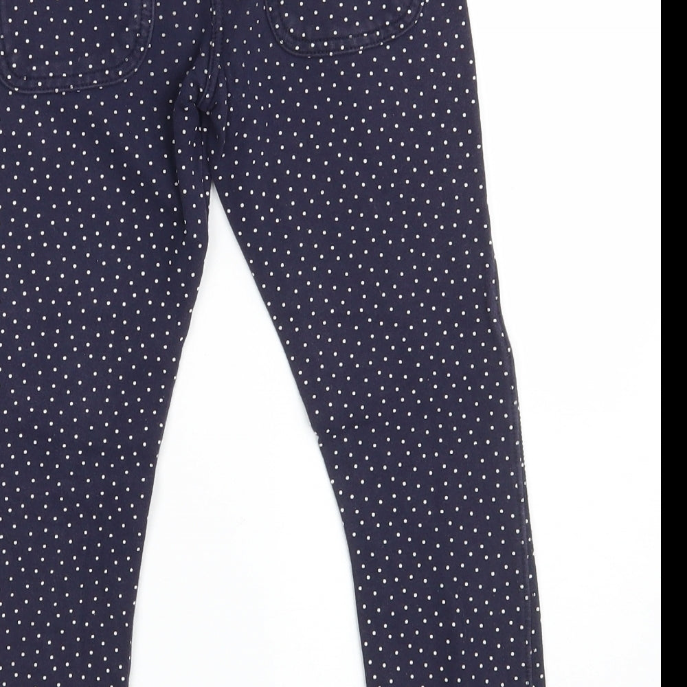 M&S Girls Blue Polka Dot Cotton Jegging Trousers Size 8-9 Years L20 in Slim
