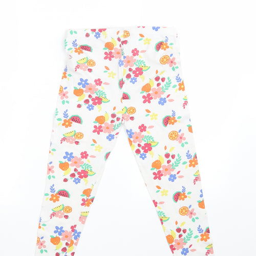 Hullabaloo Girls White Floral Cotton Jegging Trousers Size 11-12 Years  Slim  - Inside Leg 17 Inches