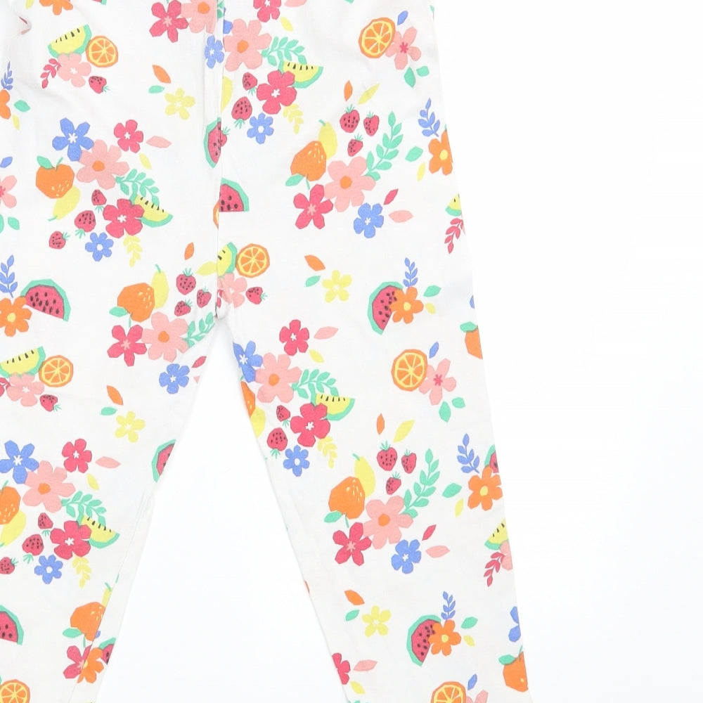Hullabaloo Girls White Floral Cotton Jegging Trousers Size 11-12 Years  Slim  - Inside Leg 17 Inches