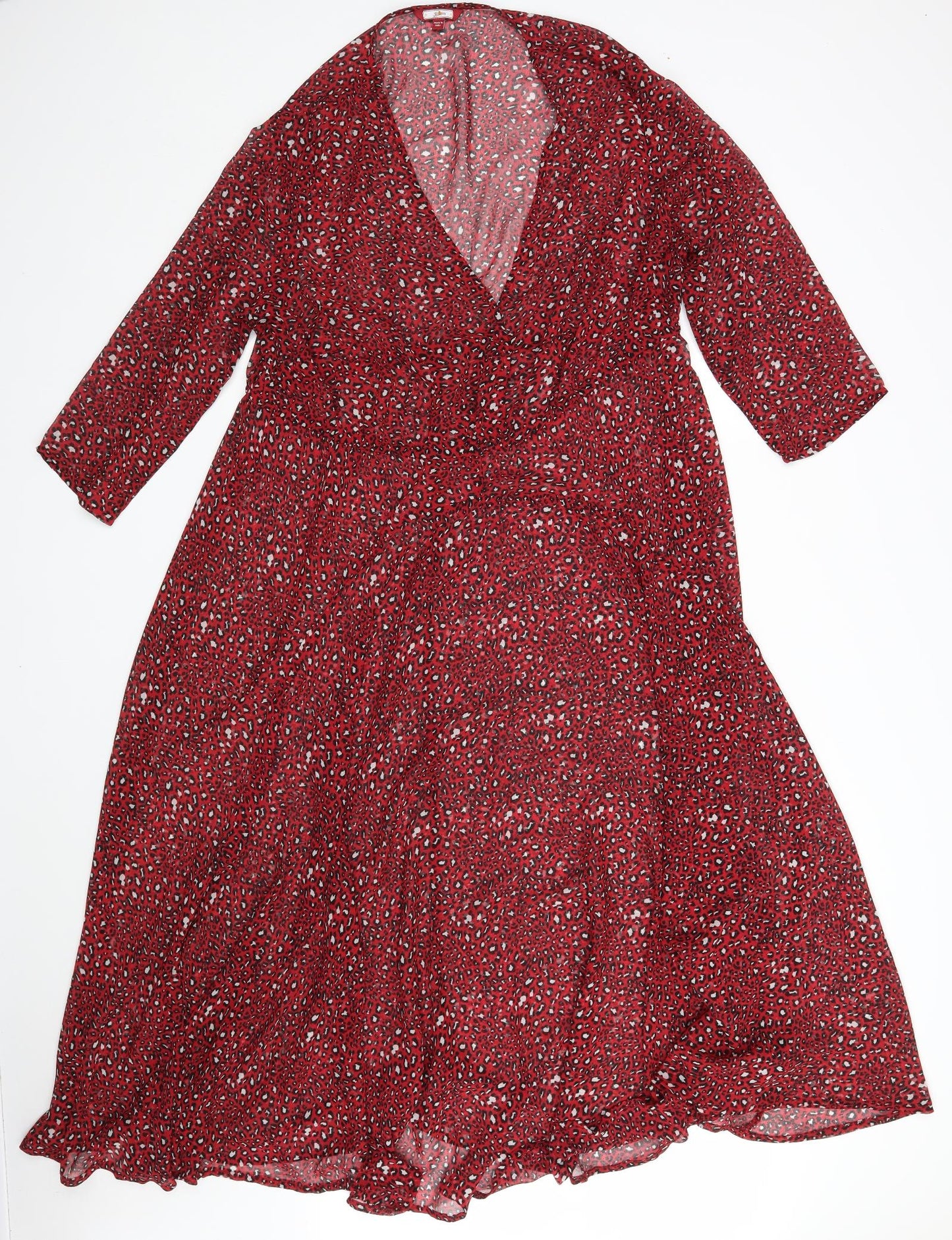 Joe Browns Womens Multicoloured Animal Print Polyester A-Line  Size 22  V-Neck