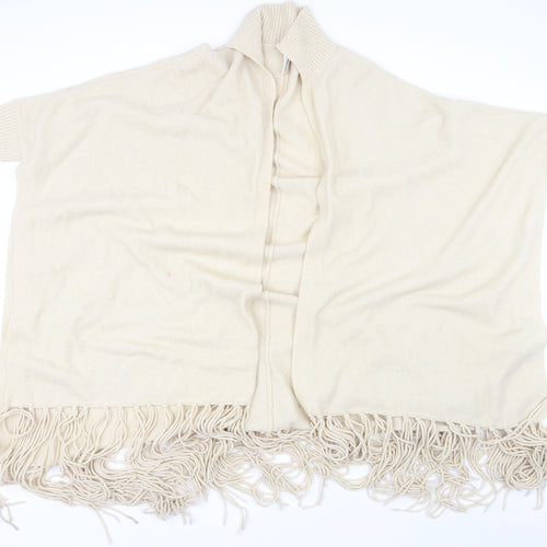 Riva Womens Beige Collared  Acrylic Cape Jumper Size S